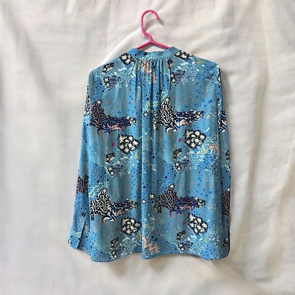 Zadig & Voltaire Tink Glam Rock Shirt Womens Size M Blue Multicolor Viscose Top - Picture 4 of 10